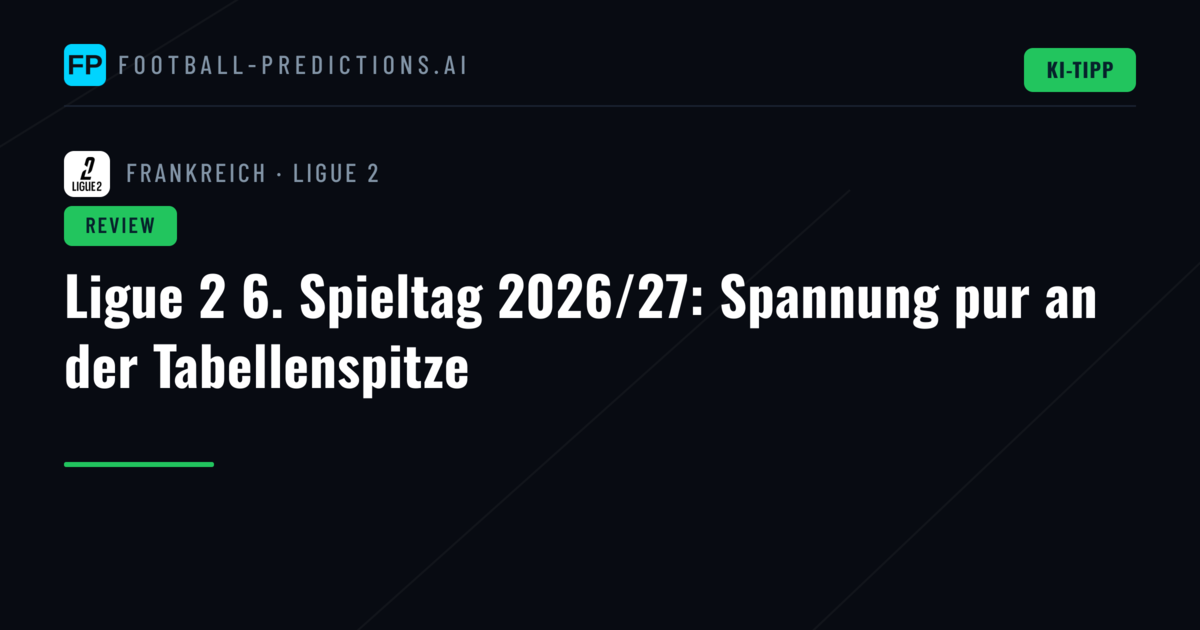 Ligue 2 6. Spieltag 2026/27: Spannung pur an der Tabellenspitze