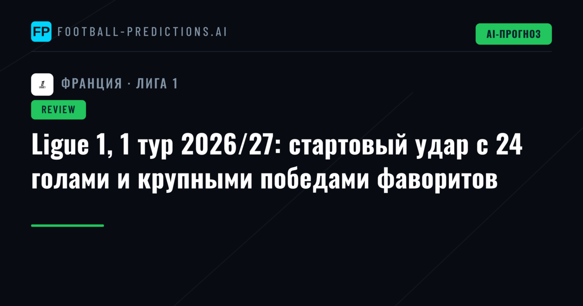 Ligue 1, 1 тур 2026/27: стартовый удар с 24 голами и крупными победами фаворитов