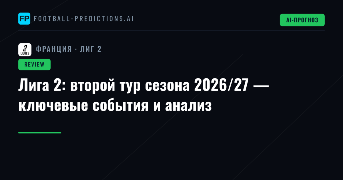 Лига 2: второй тур сезона 2026/27 — ключевые события и анализ