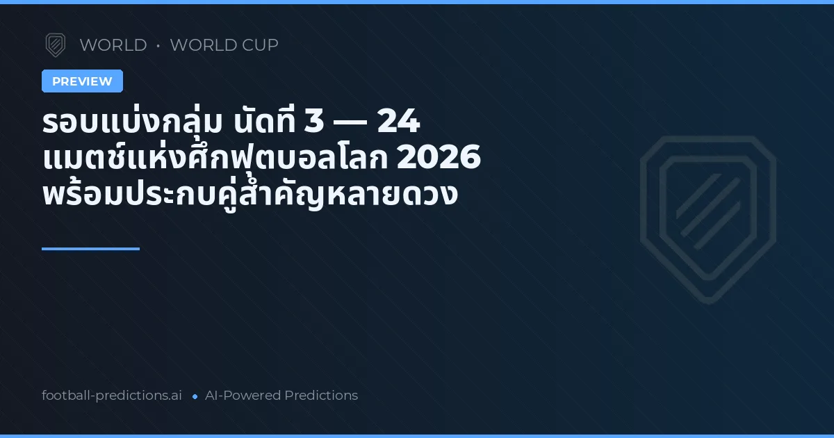 รอบแบ่งกลุ่ม นัดที่ 3 — 24 แมตช์แห่งศึกฟุตบอลโลก 2026 พร้อมประกบคู่สำคัญหลายดวง