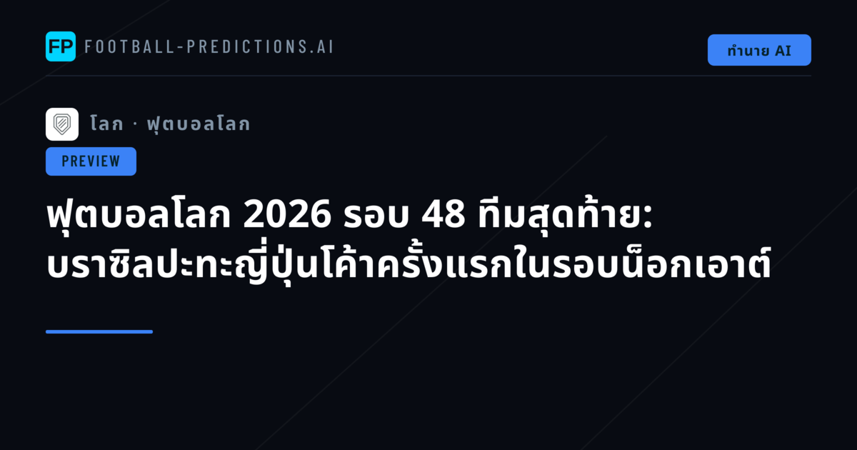 ฟุตบอลโลก 2026 รอบ 48 ทีมสุดท้าย: บราซิลปะทะญี่ปุ่นโค้าครั้งแรกในรอบน็อกเอาต์