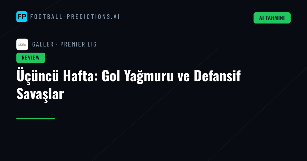 Üçüncü Hafta: Gol Yağmuru ve Defansif Savaşlar