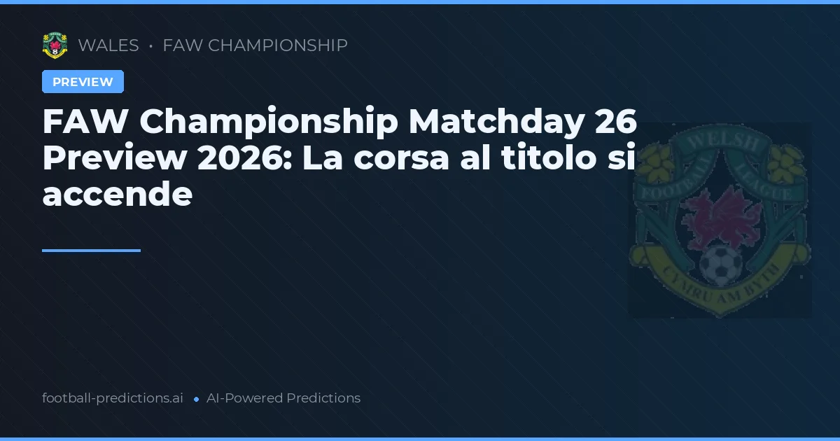 FAW Championship Matchday 26 Preview 2026: La corsa al titolo si accende