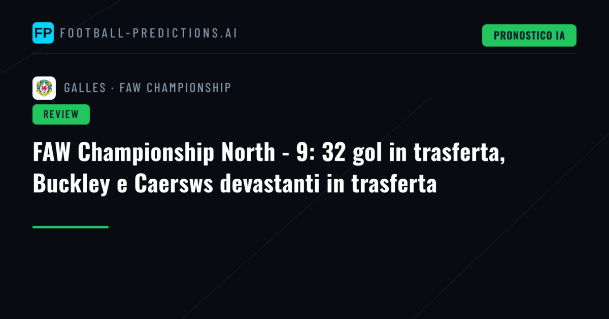 FAW Championship North - 9: 32 gol in trasferta, Buckley e Caersws devastanti in trasferta