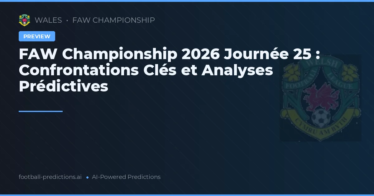 FAW Championship 2026 Journée 25 : Confrontations Clés et Analyses Prédictives