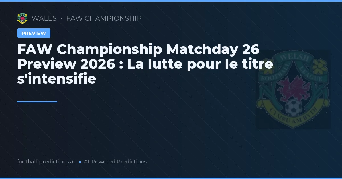 FAW Championship Matchday 26 Prévision 2026 : La Course au Titre Se Déchaîne