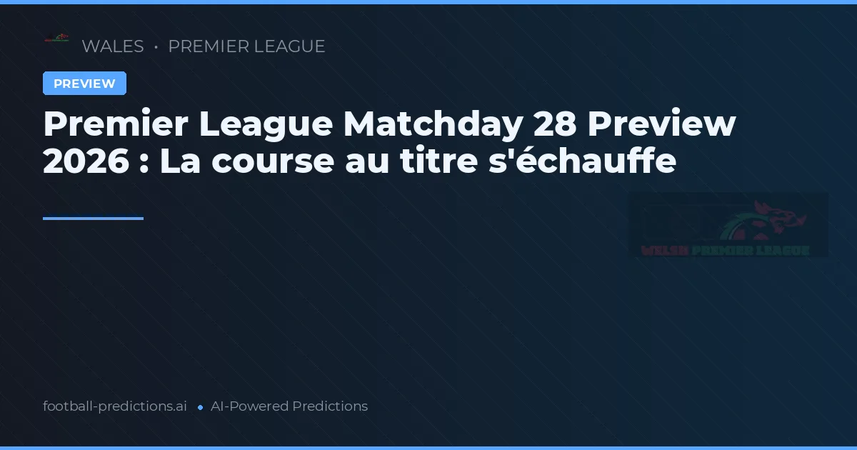 Premier League Matchday 28 Preview 2026 : La course au titre s'échauffe