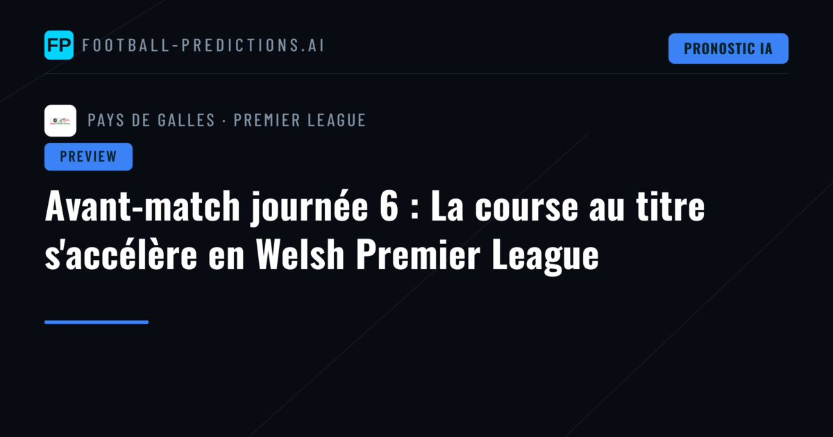 Avant-match journée 6 : La course au titre s'accélère en Welsh Premier League