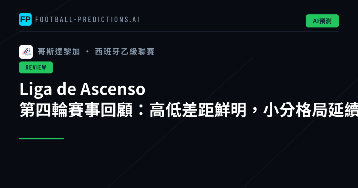 Liga de Ascenso 第四輪賽事回顧：高低差距鮮明，小分格局延續