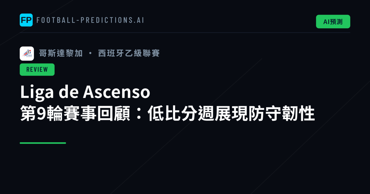 Liga de Ascenso 第9輪賽事回顧:低比分週展現防守韌性