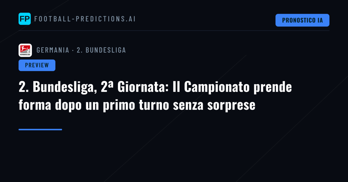 2. Bundesliga, 2ª Giornata: Il Campionato prende forma dopo un primo turno senza sorprese