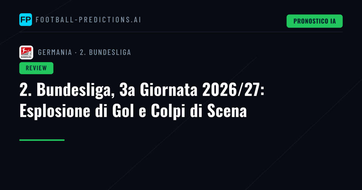 2. Bundesliga, 3a Giornata 2026/27: Esplosione di Gol e Colpi di Scena