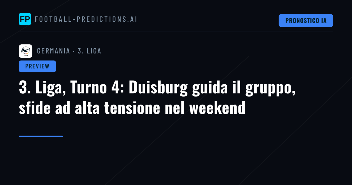 3. Liga, Turno 4: Duisburg guida il gruppo, sfide ad alta tensione nel weekend
