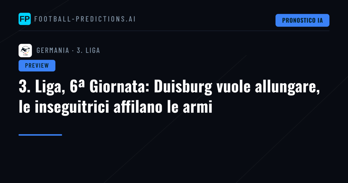 3. Liga, 6ª Giornata: Duisburg vuole allungare, le inseguitrici affilano le armi