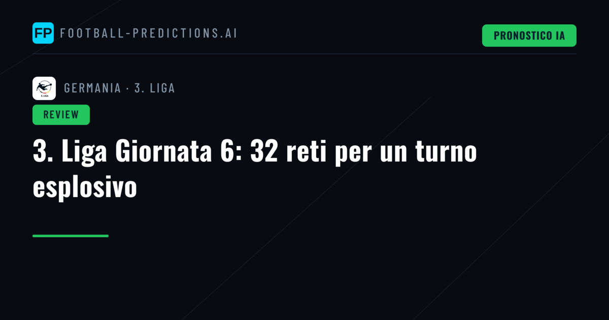 3. Liga Giornata 6: 32 reti per un turno esplosivo