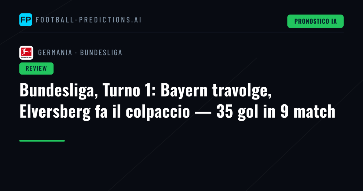 Bundesliga, Turno 1: Bayern travolge, Elversberg fa il colpaccio — 35 gol in 9 match