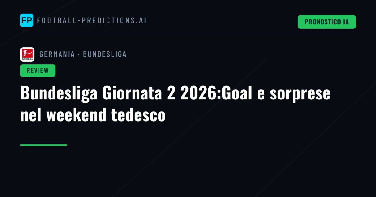 Bundesliga Giornata 2 2026:Goal e sorprese nel weekend tedesco