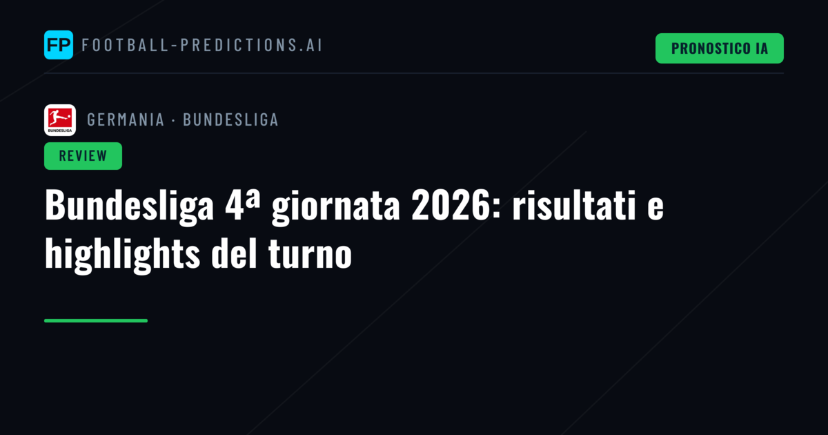 Bundesliga 4ª giornata 2026: risultati e highlights del turno