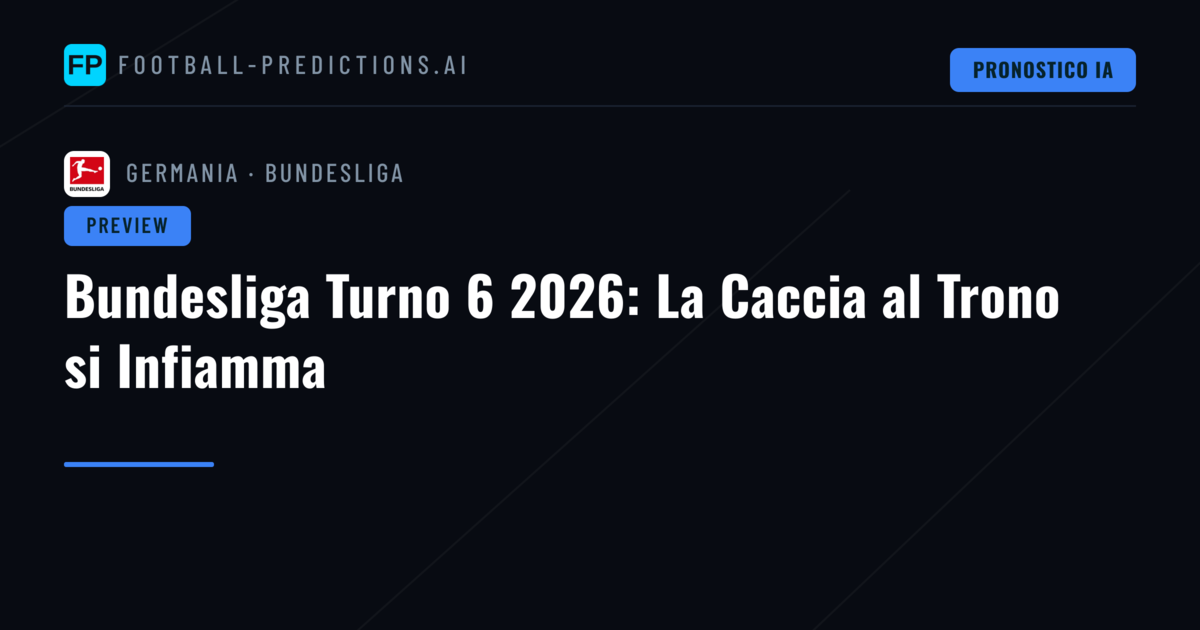 Bundesliga Turno 6 2026: La Caccia al Trono si Infiamma