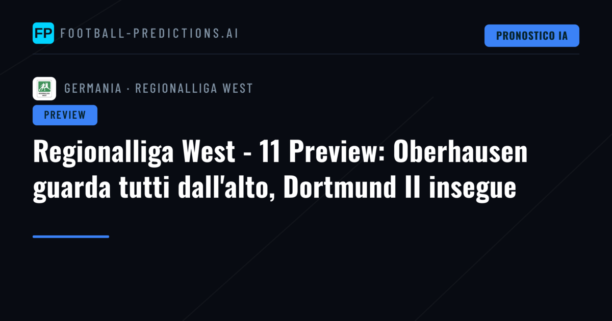 Regionalliga West - 11 Preview: Oberhausen guarda tutti dall'alto, Dortmund II insegue