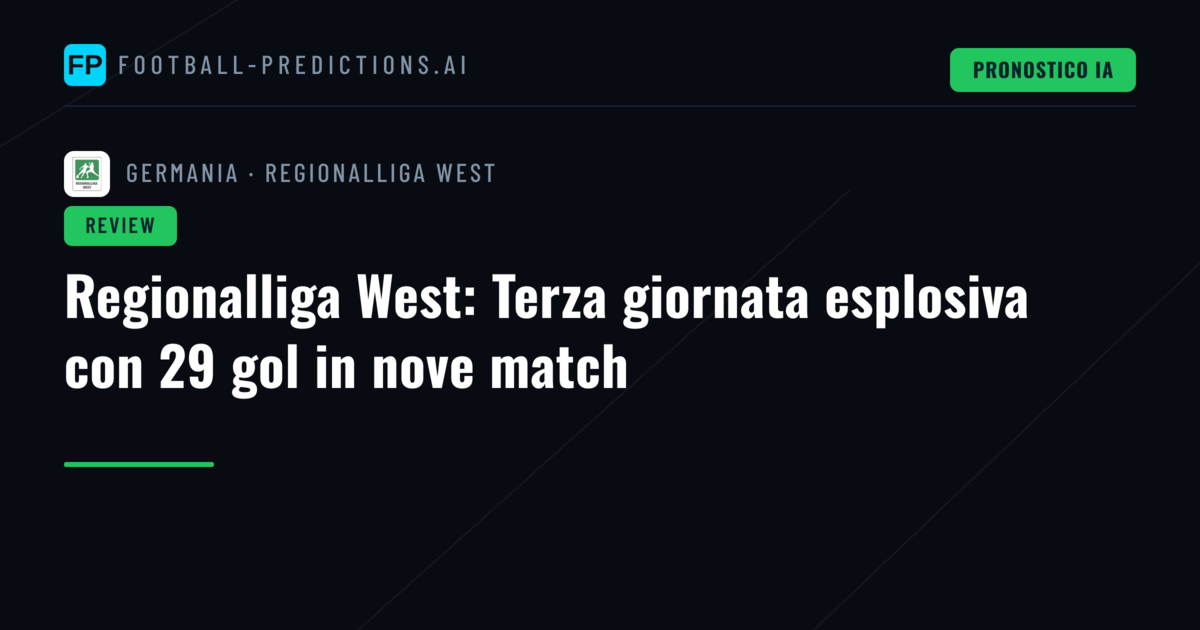 Regionalliga West: Terza giornata esplosiva con 29 gol in nove match