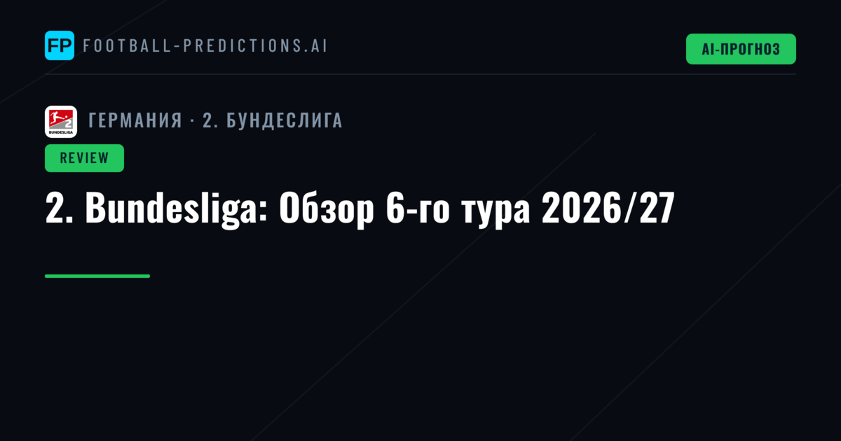 2. Bundesliga: Обзор 6-го тура 2026/27