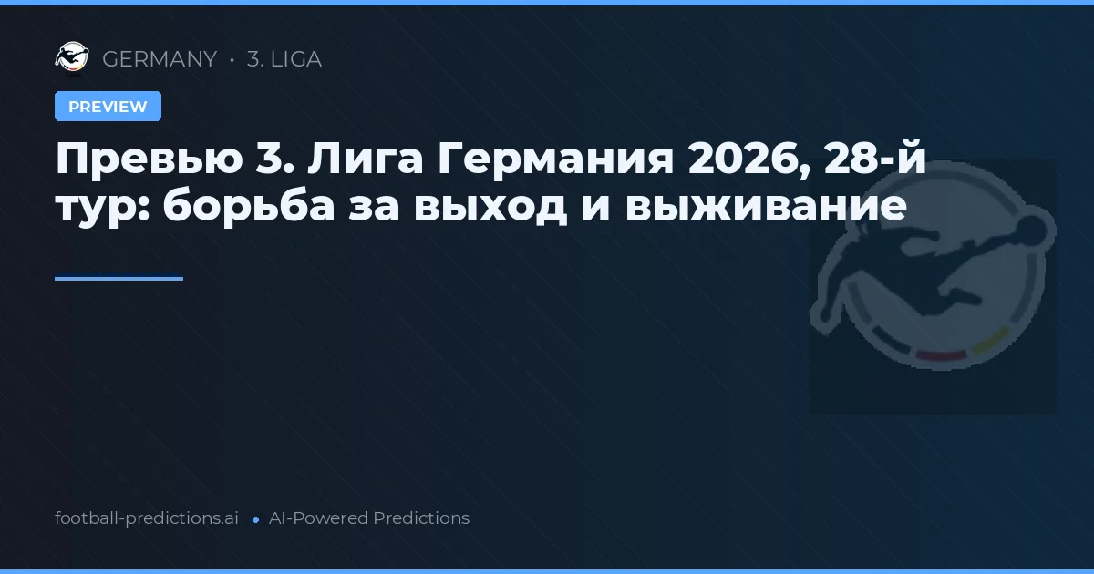 Превью 3. Лига Германия 2026, 28-й тур: борьба за выход и выживание