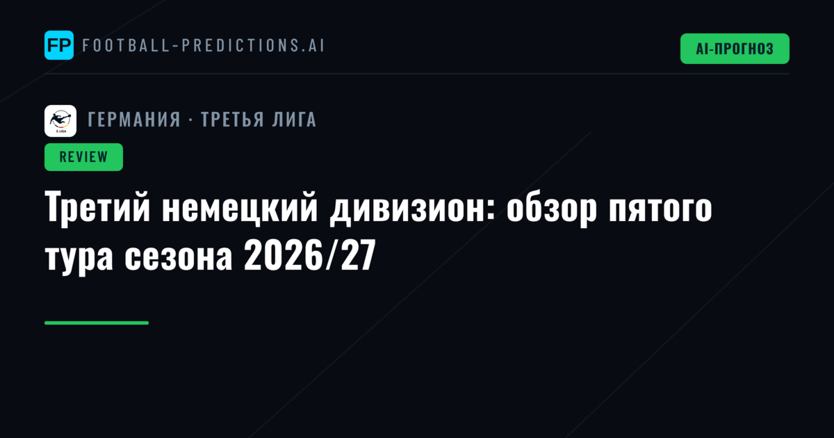 Третий немецкий дивизион: обзор пятого тура сезона 2026/27