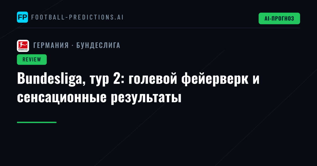 Bundesliga, тур 2: голевой фейерверк и сенсационные результаты