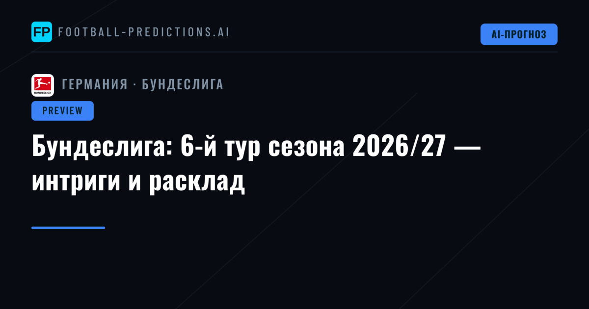 Бундеслига: 6-й тур сезона 2026/27 — интриги и расклад