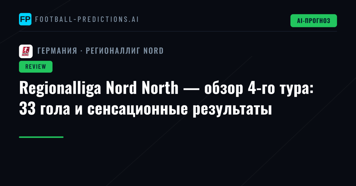 Regionalliga Nord North — обзор 4-го тура: 33 гола и сенсационные результаты