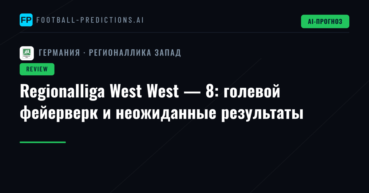 Regionalliga West West — 8: голевой фейерверк и неожиданные результаты