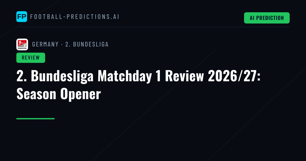2. Bundesliga Matchday 1 Review 2026/27: Season Opener