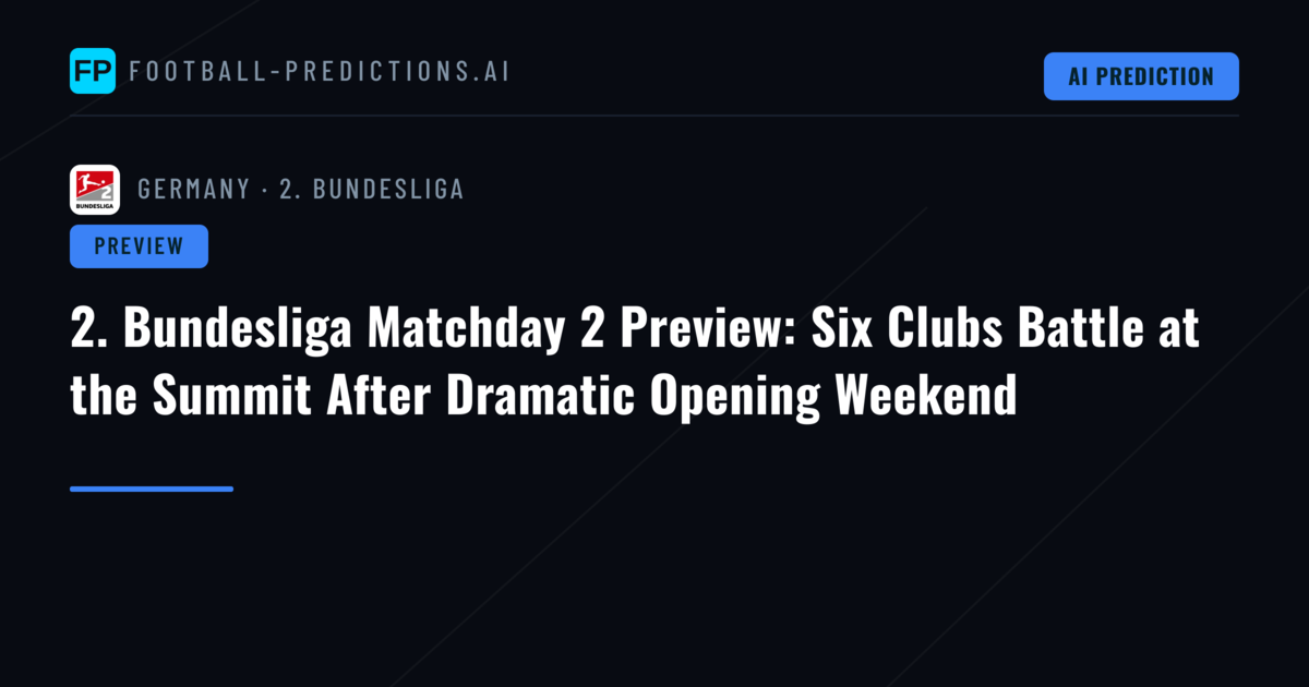 2. Bundesliga Matchday 2 Preview: Six Clubs Battle at the Summit After Dramatic Opening Weekend