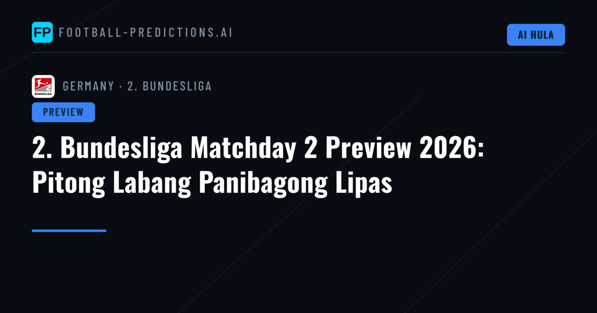 2. Bundesliga Matchday 2 Preview 2026: Pitong Labang Panibagong Lipas