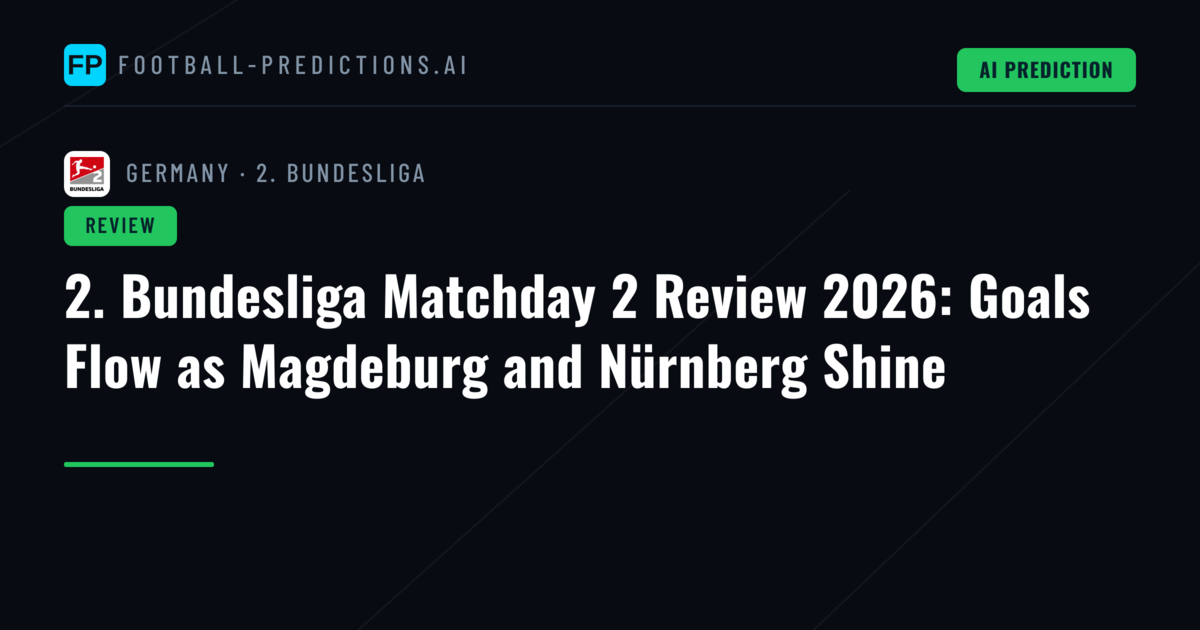 2. Bundesliga Matchday 2 Review 2026: Goals Flow as Magdeburg and Nürnberg Shine