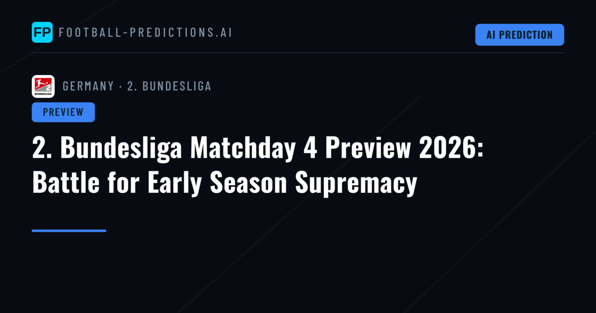 2. Bundesliga Matchday 4 Preview 2026: Battle for Early Season Supremacy