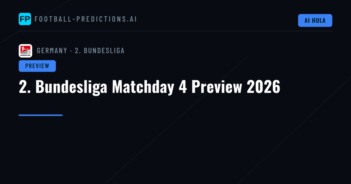 2. Bundesliga Matchday 4 Preview 2026