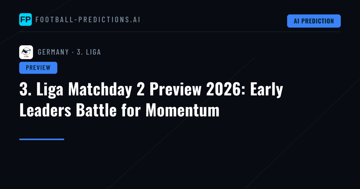 3. Liga Matchday 2 Preview 2026: Early Leaders Battle for Momentum