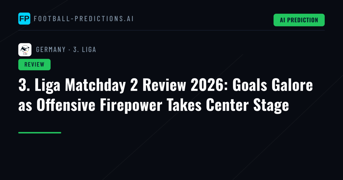 3. Liga Matchday 2 Review 2026: Goals Galore as Offensive Firepower Takes Center Stage