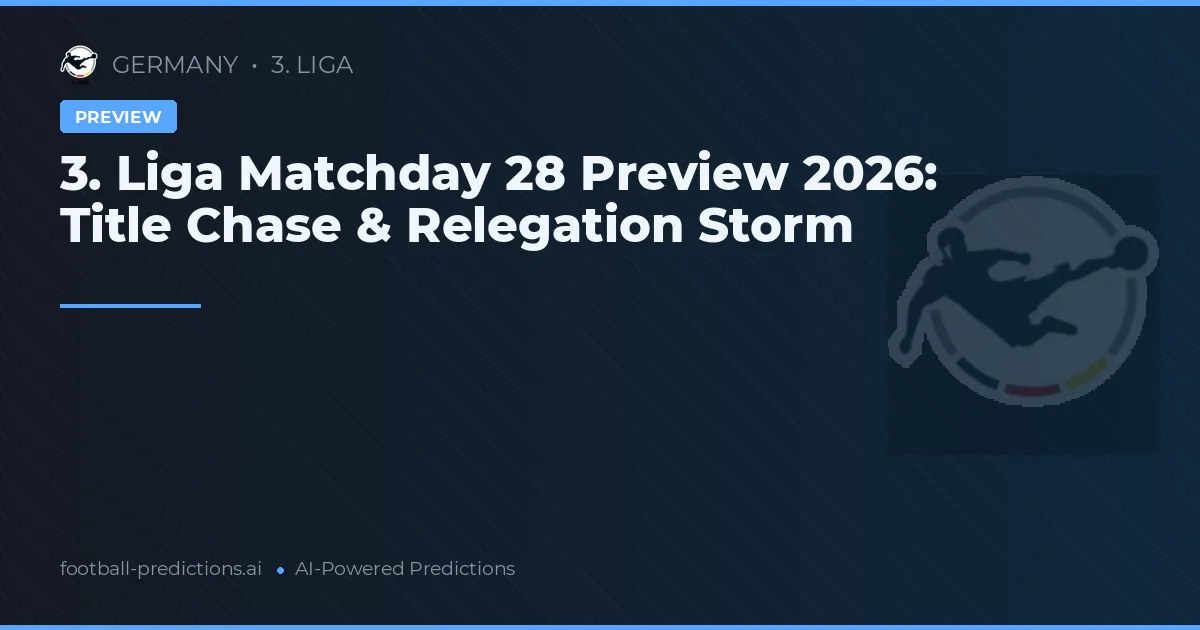 3. Liga Matchday 28 Preview 2026: Title Chase & Relegation Storm