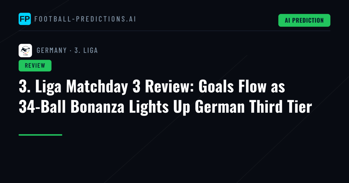 3. Liga Matchday 3 Review: Goals Flow as 34-Ball Bonanza Lights Up German Third Tier