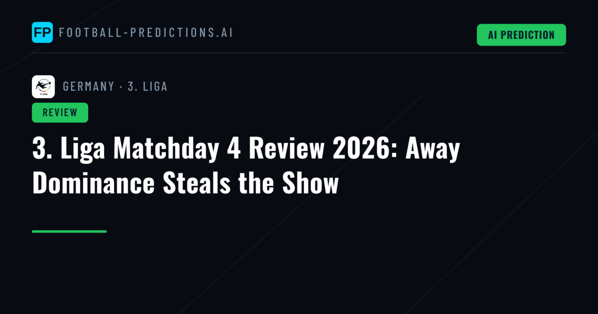 3. Liga Matchday 4 Review 2026: Away Dominance Steals the Show