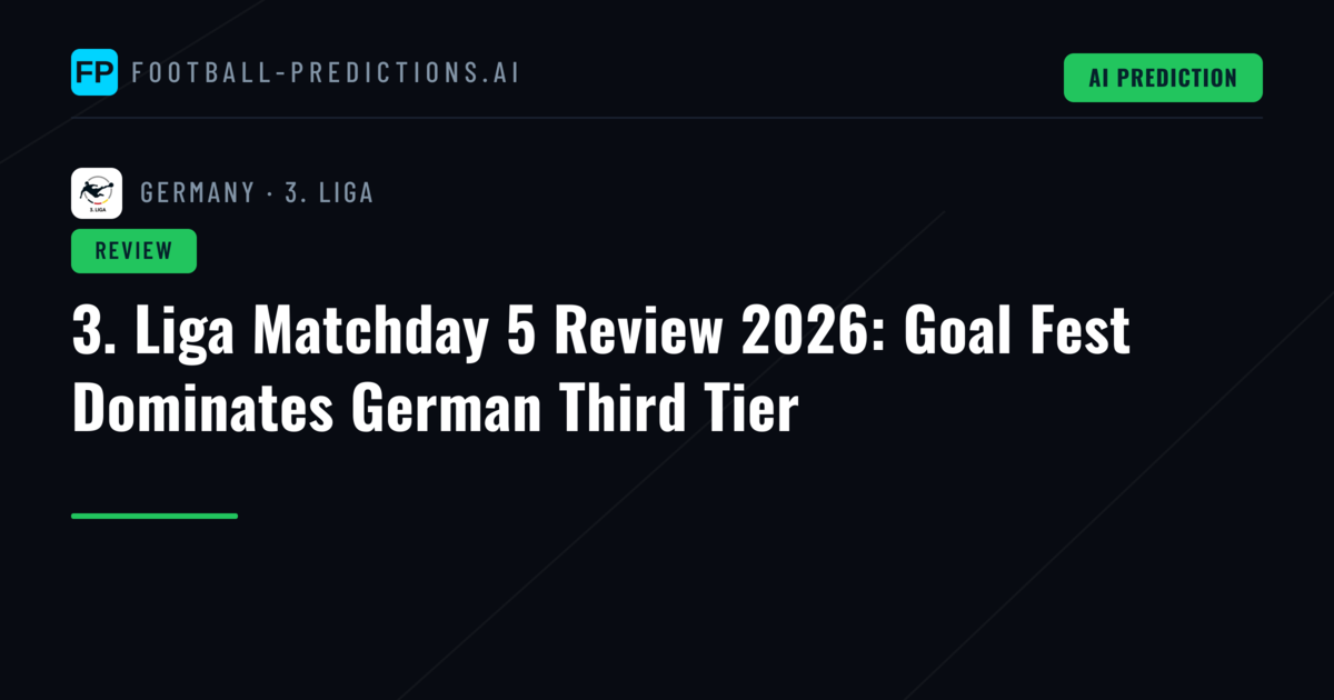 3. Liga Matchday 5 Review 2026: Goal Fest Dominates German Third Tier