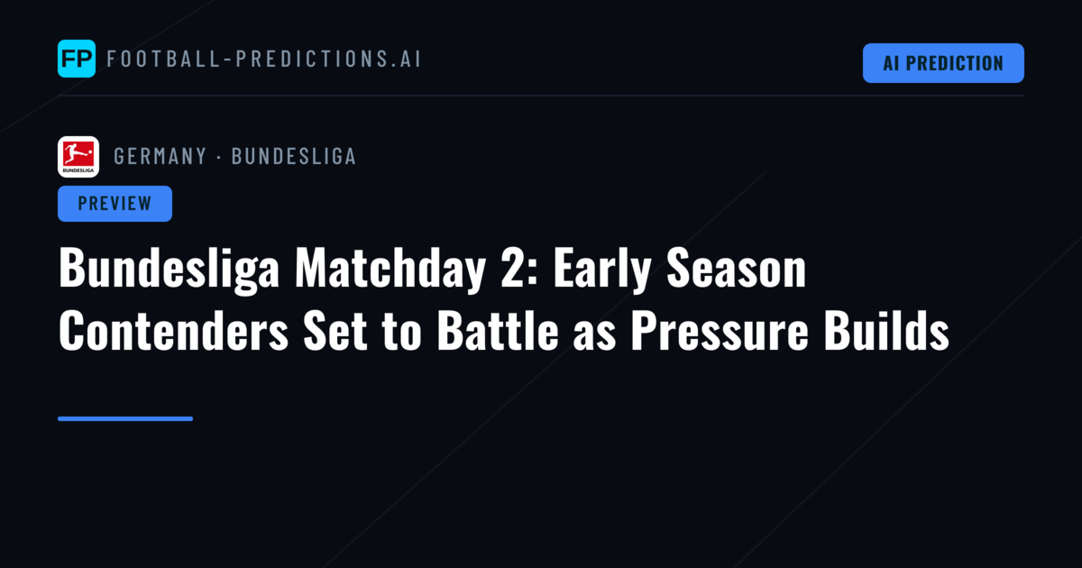Bundesliga Matchday 2: Early Season Contenders Set to Battle as Pressure Builds