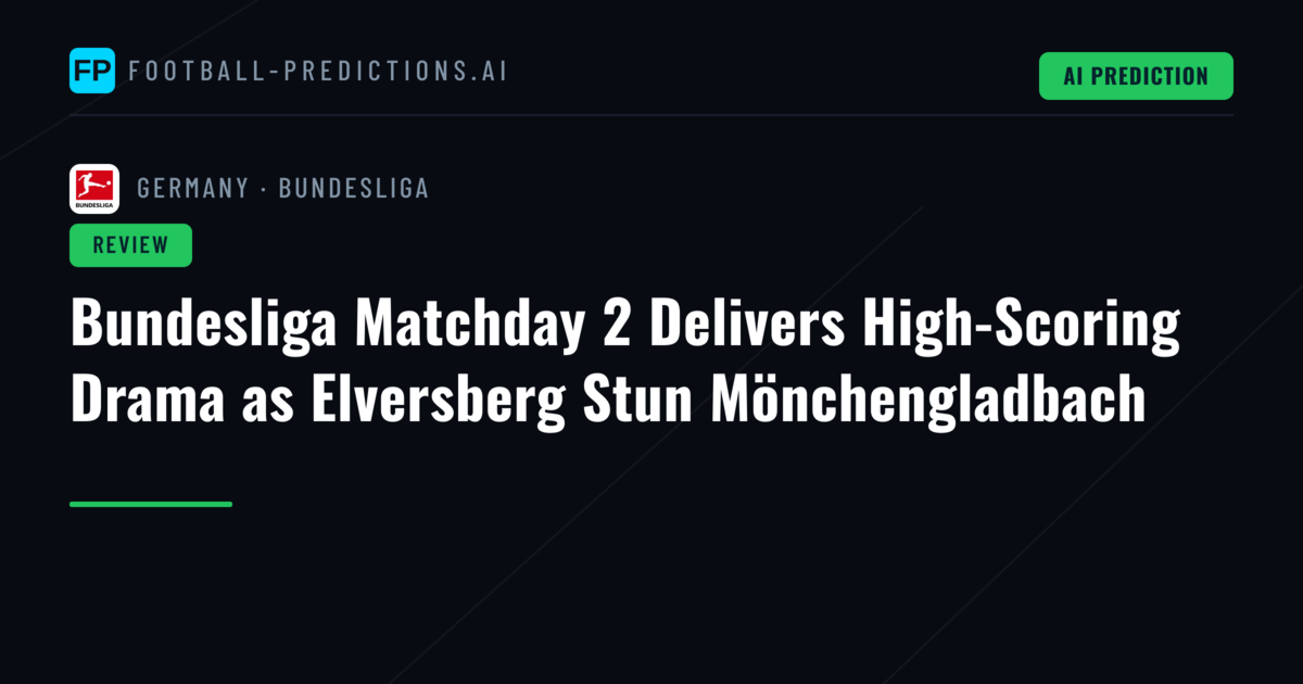 Bundesliga Matchday 2 Delivers High-Scoring Drama as Elversberg Stun Mönchengladbach