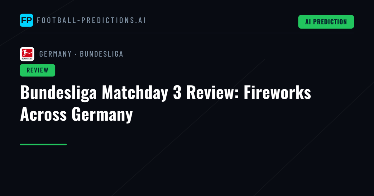 Bundesliga Matchday 3 Review: Fireworks Across Germany