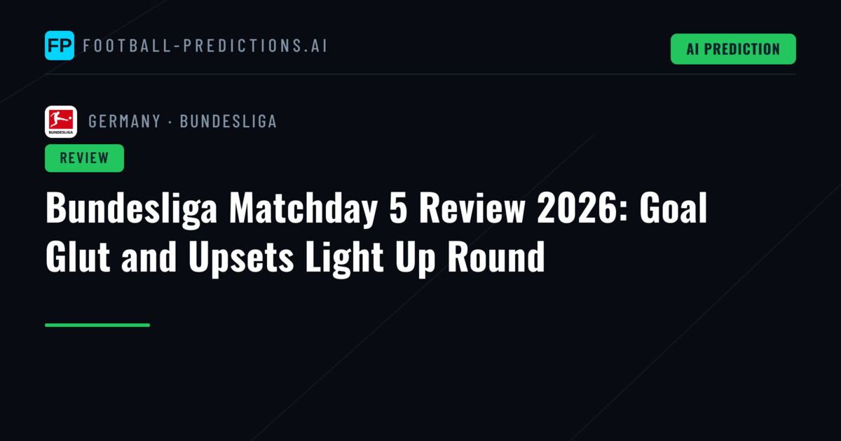 Bundesliga Matchday 5 Review 2026: Goal Glut and Upsets Light Up Round