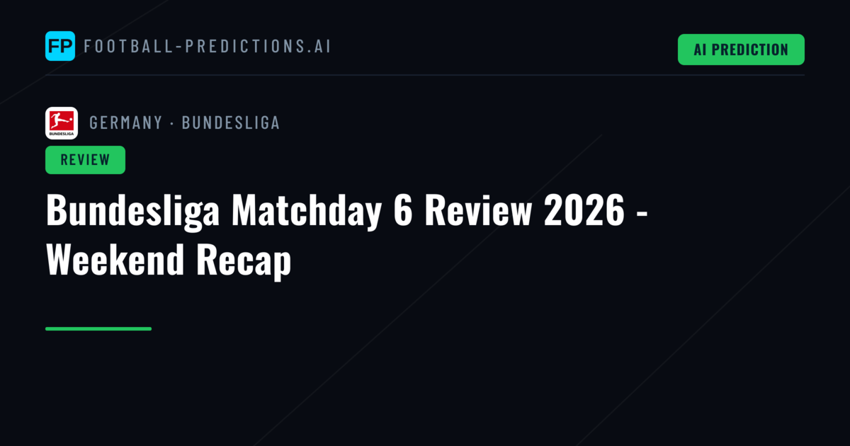 Bundesliga Matchday 6 Review 2026 - Weekend Recap