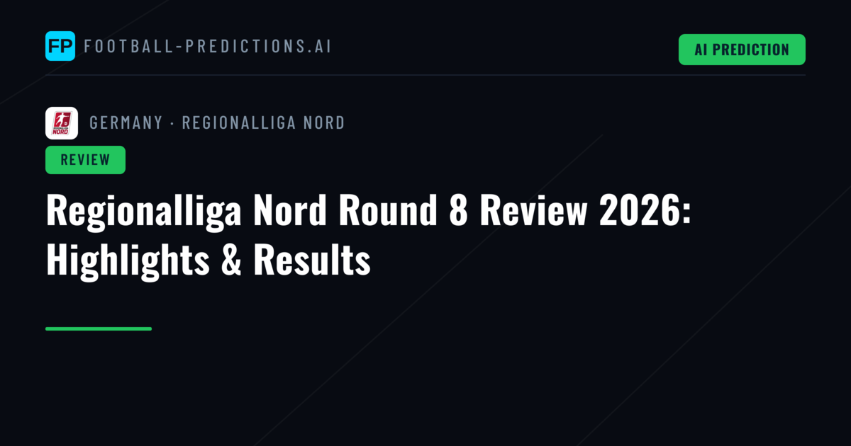 Regionalliga Nord Round 8 Review 2026: Highlights & Results